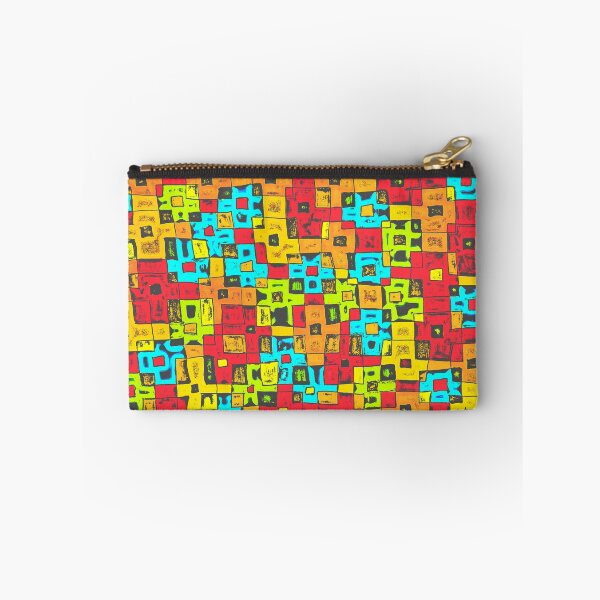 Aperçu de l'œuvre Woodblock Bold Bright Geometric Squares créée et vendue par Honeybee Cameron.