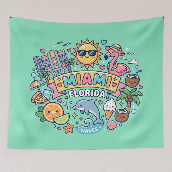 Item preview, Miami Florida Waves Cute Summer Vacation  designed and sold by Amir Faysal.