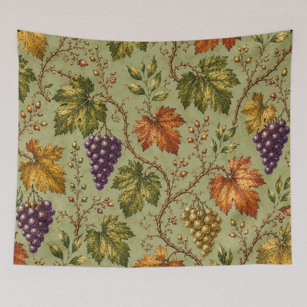 Item preview, Vintage Autumn Grapevine Leaves and Grapes Pattern Fall Color Fall Season designed and sold by Luvjesus2.