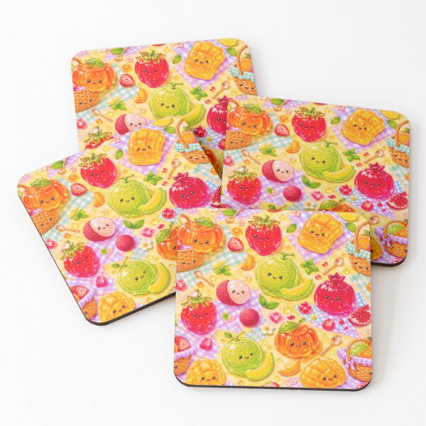 Item preview, Cute Kawaii Fruit Characters Seamless Summer Pattern designed and sold by Suha Design Studio.