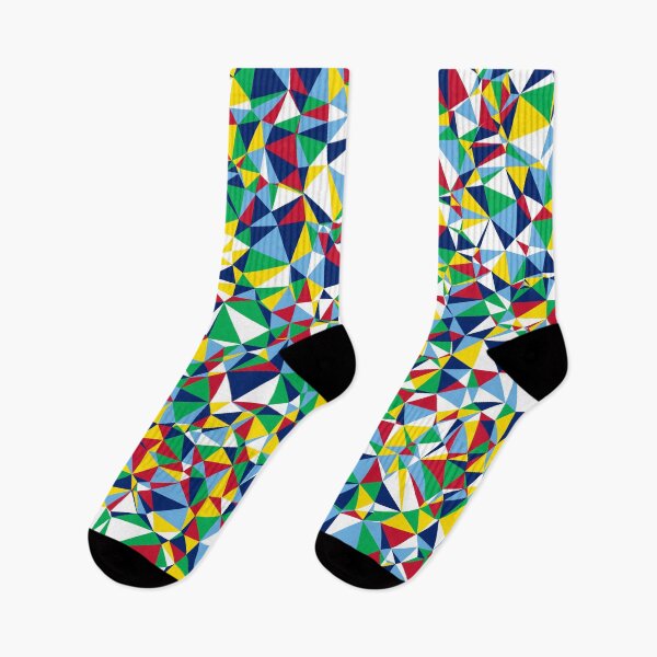Item preview, Fiji (Viti) Light Blue, Dark Blue, White, Red, Green & Yellow Triangular Mosaic Pattern Design designed and sold by DymondDesigns.