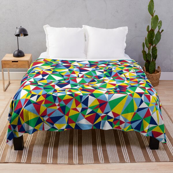 Item preview, Fiji (Viti) Light Blue, Dark Blue, White, Red, Green & Yellow Triangular Mosaic Pattern Design designed and sold by DymondDesigns.
