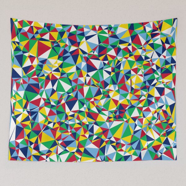Item preview, Fiji (Viti) Light Blue, Dark Blue, White, Red, Green & Yellow Triangular Mosaic Pattern Design designed and sold by DymondDesigns.