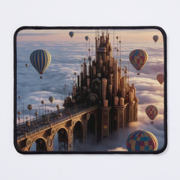 Item preview, Fantasy Castle in the Clouds with Hot Air Balloons. designed and sold by MyHappyArtShop.