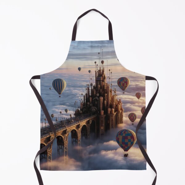 Item preview, Fantasy Castle in the Clouds with Hot Air Balloons. designed and sold by MyHappyArtShop.