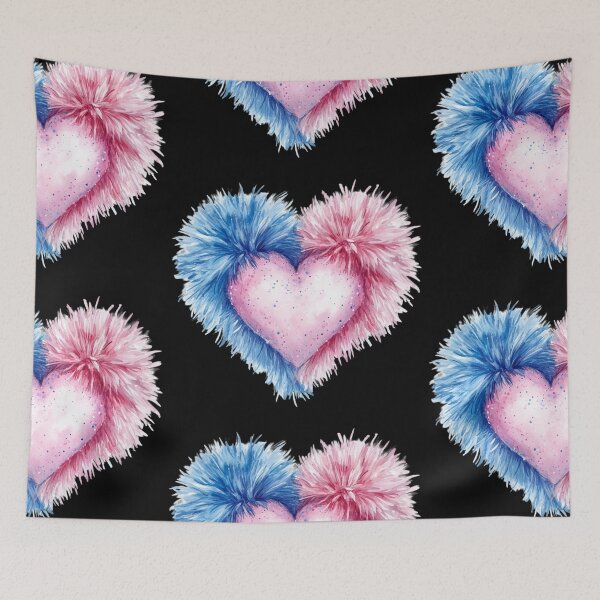 Item preview, Fluffy Heart with Blue and Pink designed and sold by jierrfan.