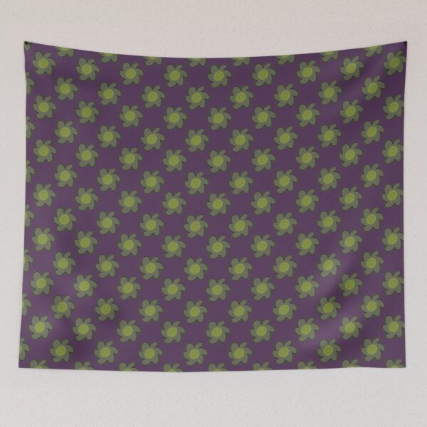 Item preview, Green Floral Pattern Vintage Retro Groovy Purple Background designed and sold by CaramelCo.