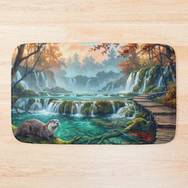 Item preview, Plitvice Lakes Croatia Autumn Waterfall designed and sold by RedPeaStudio.