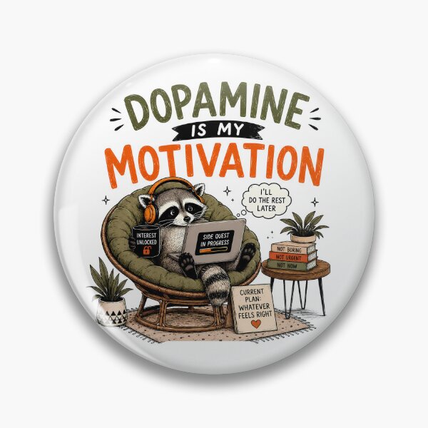 Item preview, ADHD Dopamine Is My Motivation Raccoon Neurodivergent Humor Quote designed and sold by Marti’s Shop Corner.