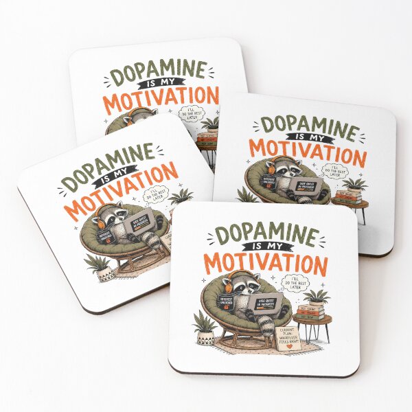 Item preview, ADHD Dopamine Is My Motivation Raccoon Neurodivergent Humor Quote designed and sold by Marti’s Shop Corner.