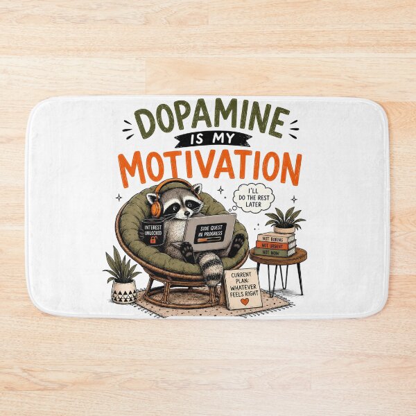 Item preview, ADHD Dopamine Is My Motivation Raccoon Neurodivergent Humor Quote designed and sold by Marti’s Shop Corner.