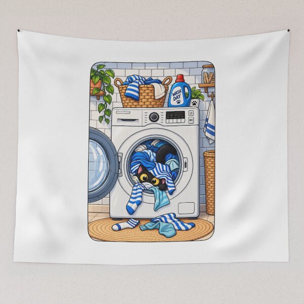 Item preview, Cat Hiding In The Laundry  designed and sold by waikibi ⭐⭐⭐⭐⭐.