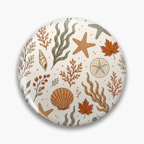 Item preview, Coastal Autumn Seashells and Fall Leaves Pattern Fall Color Fall Pattern designed and sold by Luvjesus2.