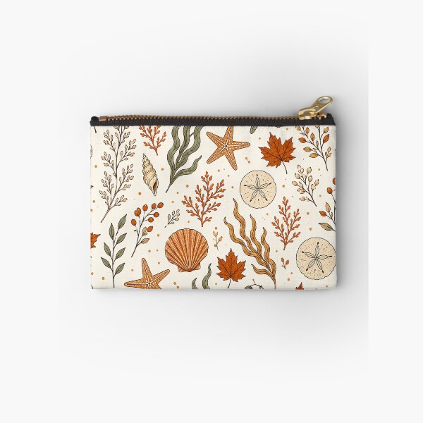 Item preview, Coastal Autumn Seashells and Fall Leaves Pattern Fall Color Fall Pattern designed and sold by Luvjesus2.