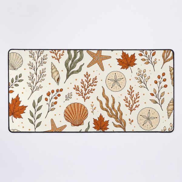 Item preview, Coastal Autumn Seashells and Fall Leaves Pattern Fall Color Fall Pattern designed and sold by Luvjesus2.