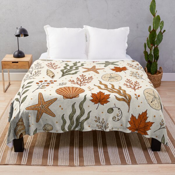 Item preview, Coastal Autumn Seashells and Fall Leaves Pattern Fall Color Fall Pattern designed and sold by Luvjesus2.