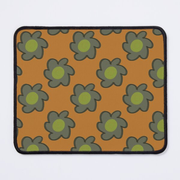 Item preview, Retro 70s Floral Pattern Green Flowers Ocher Terracotta Background designed and sold by CaramelCo.