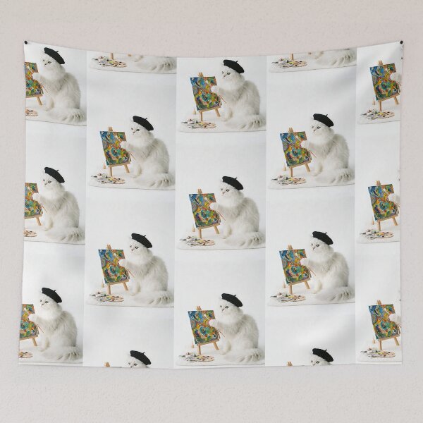 Item preview, Persian Cat Painting - Artistic Kitty Feline Painter Lover Gift designed and sold by PictoVibe.