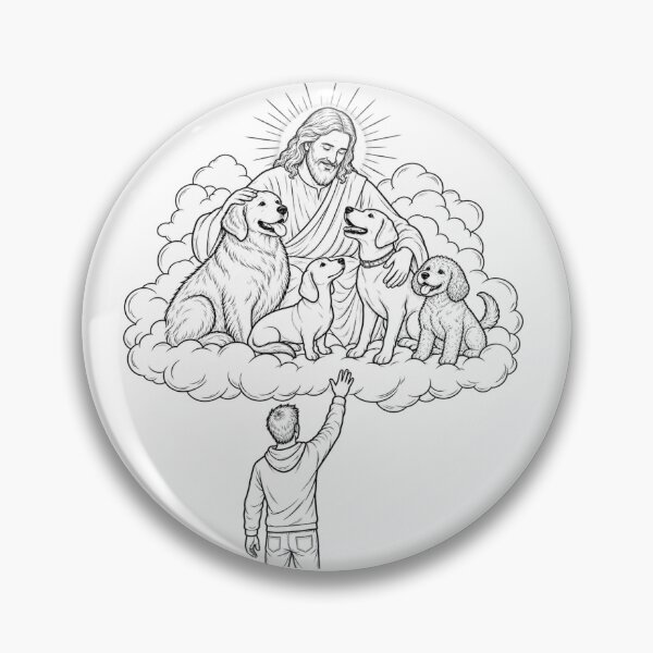 Item preview, Jesus Welcomes Our Beloved Dogs — Pet Loss Memorial Line Art designed and sold by Tee Visions.