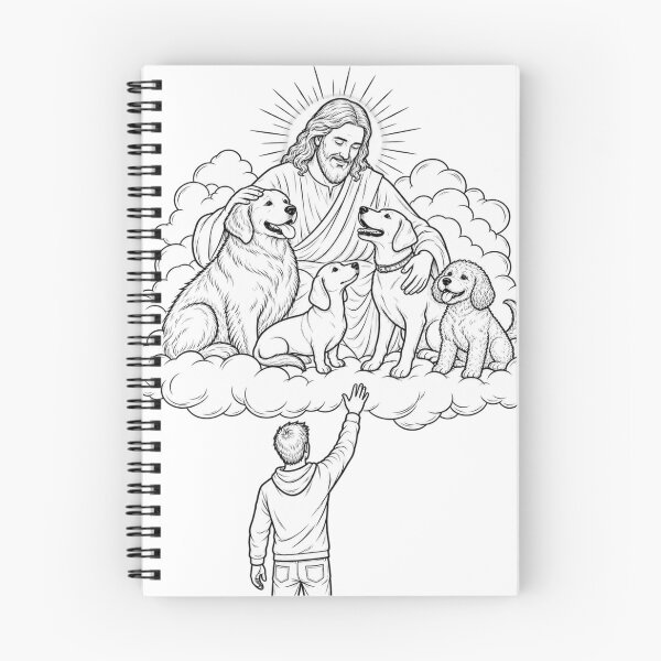 Item preview, Jesus Welcomes Our Beloved Dogs — Pet Loss Memorial Line Art designed and sold by Tee Visions.