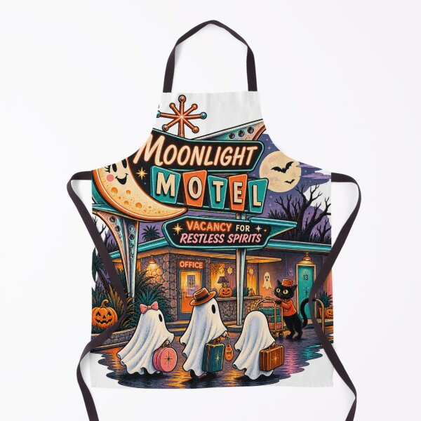 Item preview, Moonlight Motel Halloween Retro Ghosts designed and sold by Normandy Road Heritage™ - Vintage Garage Art.