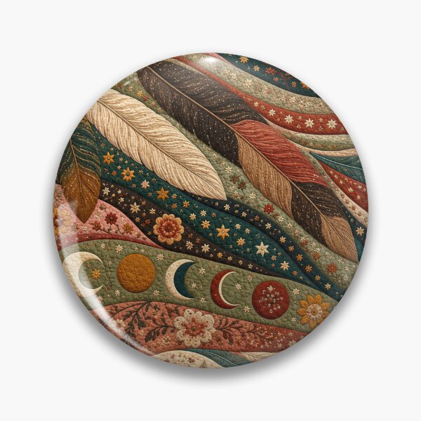 Item preview, Boho Celestial Feather Floral Patchwork Quilt Pattern Fall Color Fall Season designed and sold by Luvjesus2.