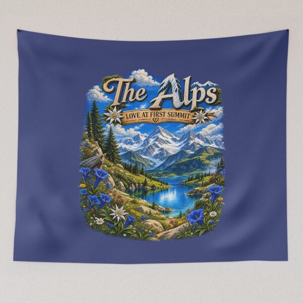 Item preview, The Alps – Love at First Summit | Vintage Alpine Landscape designed and sold by Alpine-Ink.