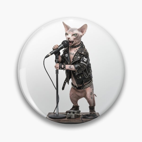 Artikelvorschau, Sphynx-Katze Rockstar – Geschenk für Rockmusik-Fans mit haarlosem Helden entworfen und verkauft von PictoVibe.