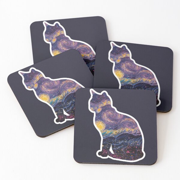 Item preview, Starry Night Cat Silhouette Galaxy Art designed and sold by Zouak.