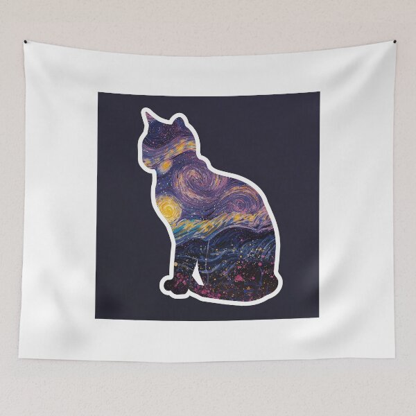 Item preview, Starry Night Cat Silhouette Galaxy Art designed and sold by Zouak.