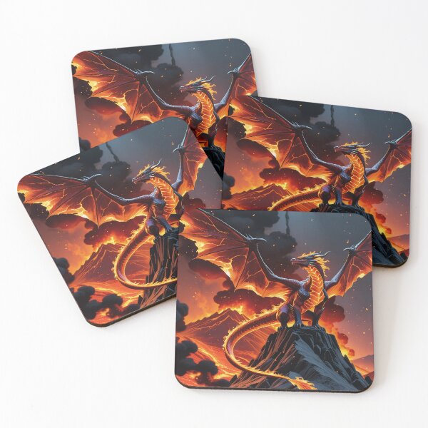 Item preview, Epic 4K Fire Lava Fantasy Dragon Art designed and sold by Freestyle Prints.