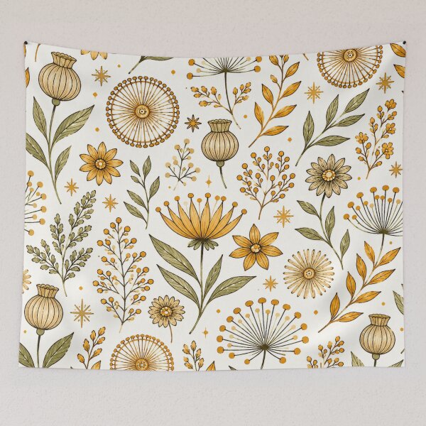 Item preview, Vintage Golden Wildflower Botanical Autumn Pattern designed and sold by Luvjesus2.