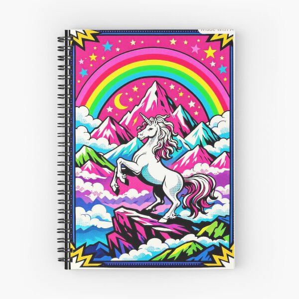 Item preview, Pop Art Unicorn Mountain Fantasy – Retro Rainbow Cosmic Print designed and sold by LuxuryApparels.