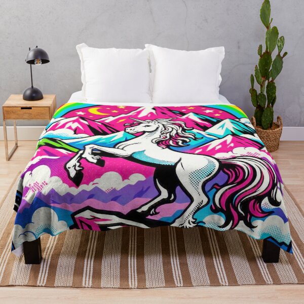 Item preview, Pop Art Unicorn Mountain Fantasy – Retro Rainbow Cosmic Print designed and sold by LuxuryApparels.