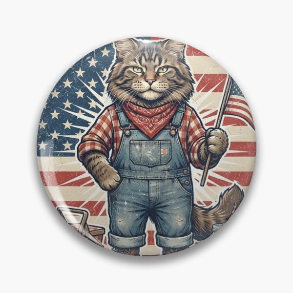 Item preview, Maine Coon Cat Happy Labor Day American Workers Flag Overalls designed and sold by Ghostlycats2026.
