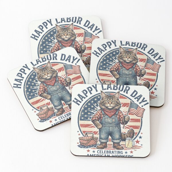 Item preview, Maine Coon Cat Happy Labor Day American Workers Flag Overalls designed and sold by Ghostlycats2026.