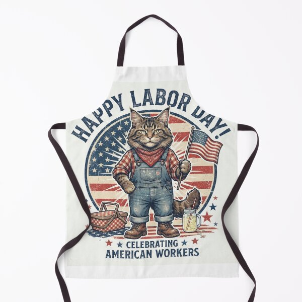 Item preview, Maine Coon Cat Happy Labor Day American Workers Flag Overalls designed and sold by Ghostlycats2026.