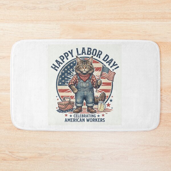 Item preview, Maine Coon Cat Happy Labor Day American Workers Flag Overalls designed and sold by Ghostlycats2026.