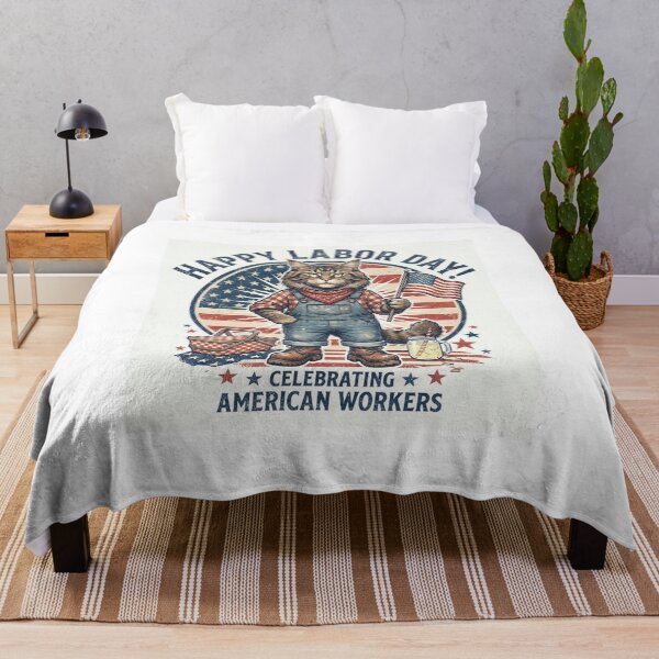 Item preview, Maine Coon Cat Happy Labor Day American Workers Flag Overalls designed and sold by Ghostlycats2026.