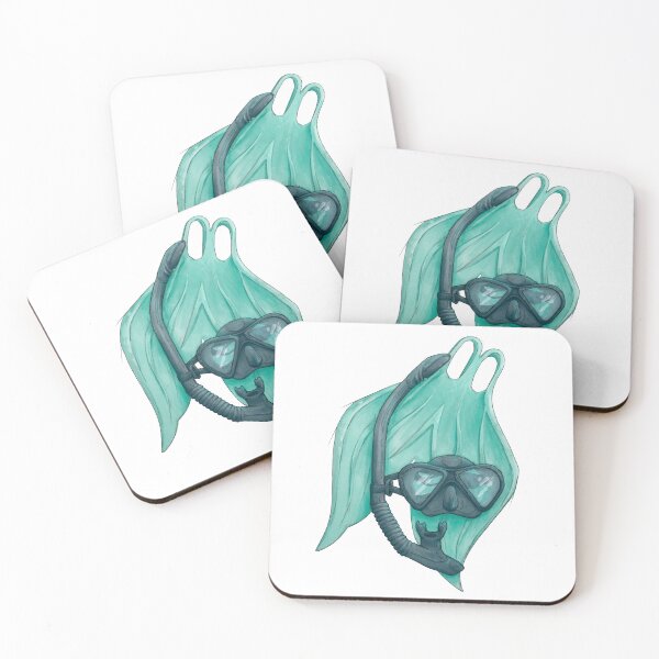 Item preview, Snorkel mask & monofin artwork designed and sold by Moana Matron Designs.