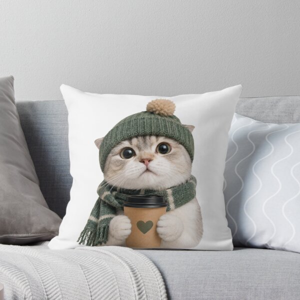 Item preview, Cozy Winter Coffee Cafe Cat Illustration designed and sold by bosamji.