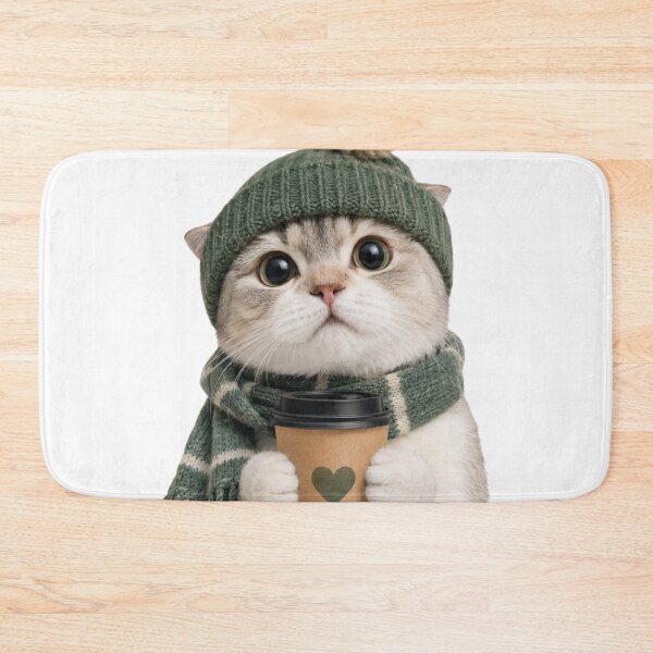 Item preview, Cozy Winter Coffee Cafe Cat Illustration designed and sold by bosamji.