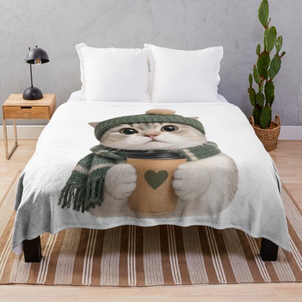 Item preview, Cozy Winter Coffee Cafe Cat Illustration designed and sold by bosamji.