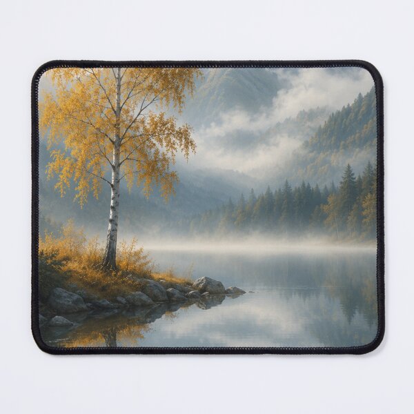 Item preview, Golden Birch Tree by Mountain Lake - Minimalist Nature Wall Art designed and sold by PickyAura.
