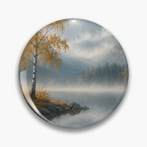 Item preview, Golden Birch Tree by Mountain Lake - Minimalist Nature Wall Art designed and sold by PickyAura.