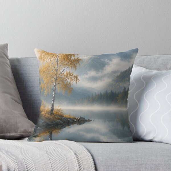 Item preview, Golden Birch Tree by Mountain Lake - Minimalist Nature Wall Art designed and sold by PickyAura.