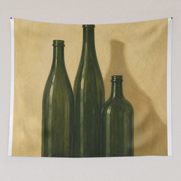 Item preview, Green Bottle Trio Watercolour Cottagecore designed and sold by GoldenHourWalls.