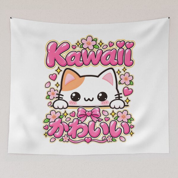 Artikelvorschau, Kawaii-Katze im japanischen Sakura-Anime-Stil entworfen und verkauft von The Kawaii Forge.