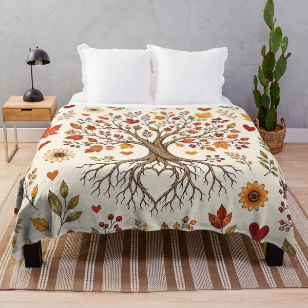 Item preview, Autumn Tree of Life Hearts Botanical Fall Pattern Fall Season designed and sold by Luvjesus2.