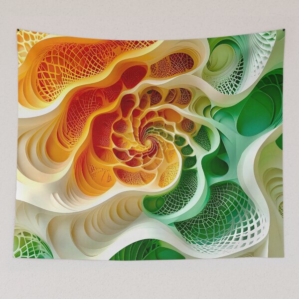 Item preview, Colorful Spiral Patterns in Green and Orange  designed and sold by Vicky Brago-Mitchell®.